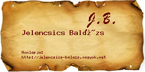 Jelencsics Balázs névjegykártya